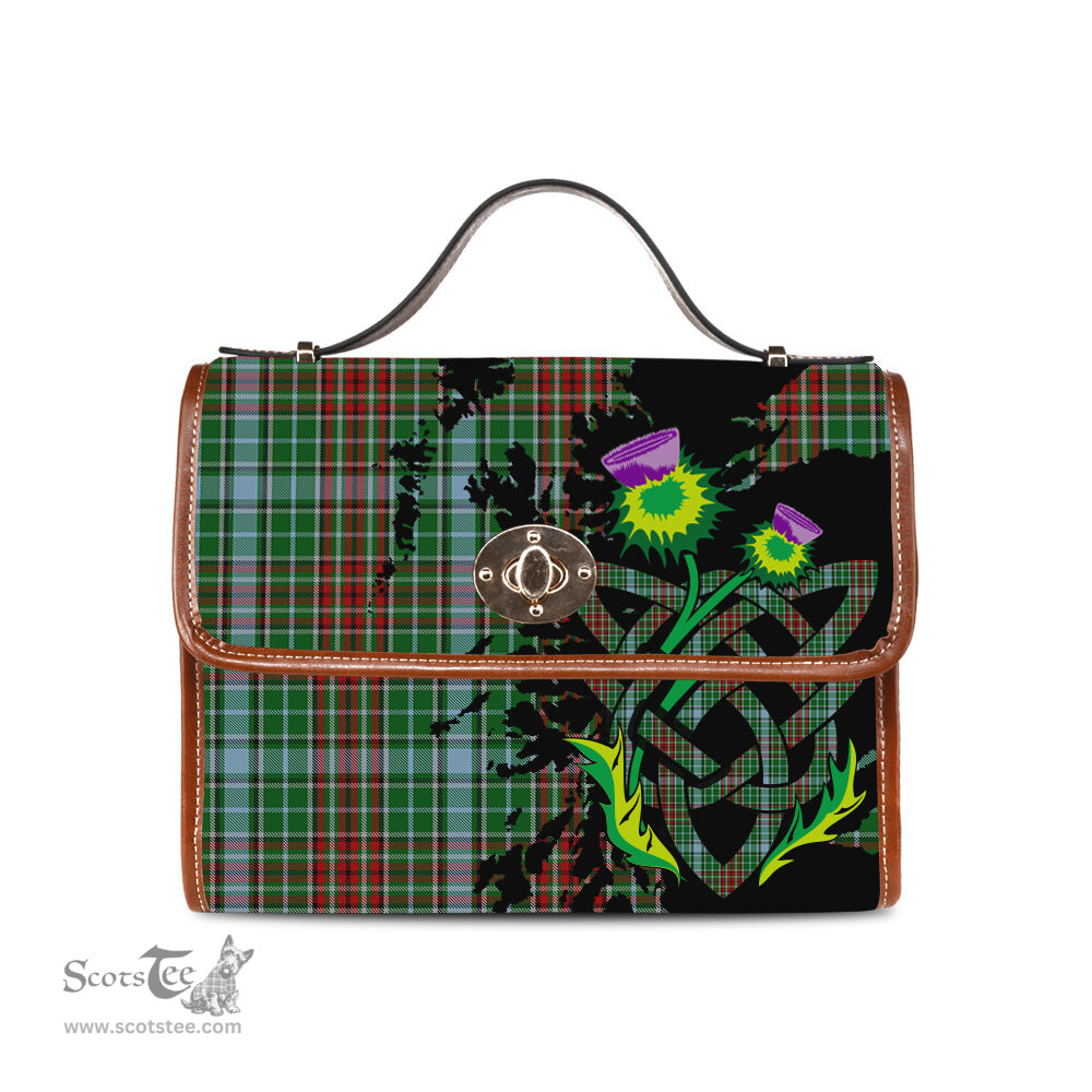 ScotsTee Shop Scottish Gayre Clan Tartan Canvas Bag Celtic Knot and Thistle with Scotland Map Bag