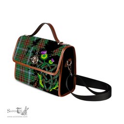 ScotsTee Shop Scottish Gayre Clan Tartan Canvas Bag Celtic Knot and Thistle with Scotland Map Bag