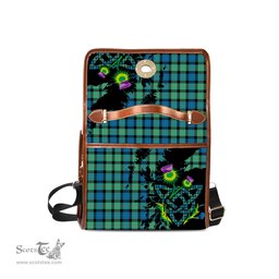 ScotsTee Shop Scottish Gunn Ancient Clan Tartan Canvas Bag Celtic Knot and Thistle with Scotland Map Bag