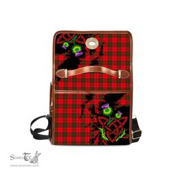 ScotsTee Shop Scottish Grant Modern Clan Tartan Canvas Bag Celtic Knot and Thistle with Scotland Map Bag