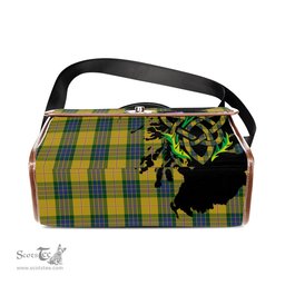 ScotsTee Shop Scottish Fraser Yellow Clan Tartan Canvas Bag Celtic Knot and Thistle with Scotland Map Bag