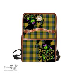 ScotsTee Shop Scottish Fraser Yellow Clan Tartan Canvas Bag Celtic Knot and Thistle with Scotland Map Bag