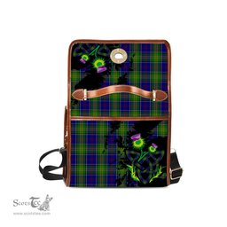ScotsTee Shop Scottish Greene Clan Tartan Canvas Bag Celtic Knot and Thistle with Scotland Map Bag