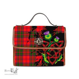 ScotsTee Shop Scottish Heron Clan Tartan Canvas Bag Celtic Knot and Thistle with Scotland Map Bag