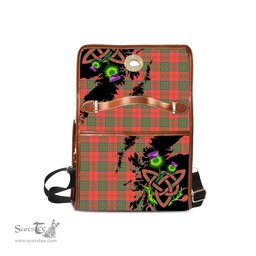 ScotsTee Shop Scottish Grant Ancient Clan Tartan Canvas Bag Celtic Knot and Thistle with Scotland Map Bag