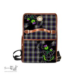 ScotsTee Shop Scottish Highfield Dress Clan Tartan Canvas Bag Celtic Knot and Thistle with Scotland Map Bag