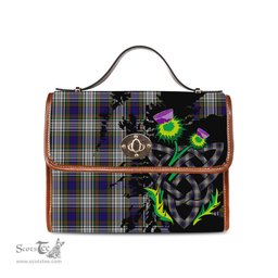 ScotsTee Shop Scottish Highfield Dress Clan Tartan Canvas Bag Celtic Knot and Thistle with Scotland Map Bag