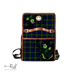 ScotsTee Shop Scottish Gunn Modern Clan Tartan Canvas Bag Celtic Knot and Thistle with Scotland Map Bag