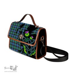 ScotsTee Shop Scottish Hunter Ancient Clan Tartan Canvas Bag Celtic Knot and Thistle with Scotland Map Bag