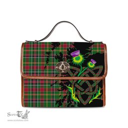 ScotsTee Shop Scottish Hunter Wilsons Clan Tartan Canvas Bag Celtic Knot and Thistle with Scotland Map Bag