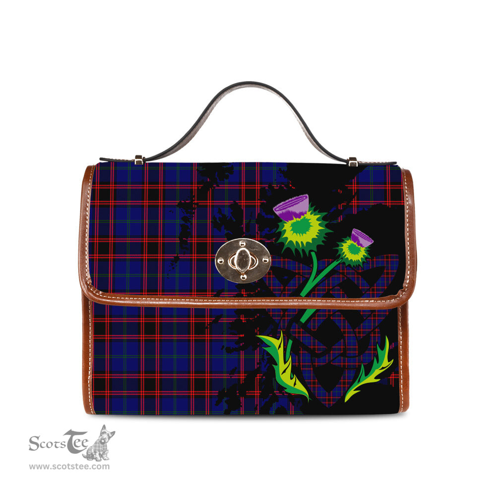 ScotsTee Shop Scottish Home Modern Clan Tartan Canvas Bag Celtic Knot and Thistle with Scotland Map Bag