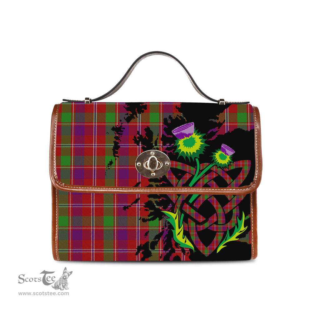 ScotsTee Shop Scottish Glenfinnan Clan Tartan Canvas Bag Celtic Knot and Thistle with Scotland Map Bag