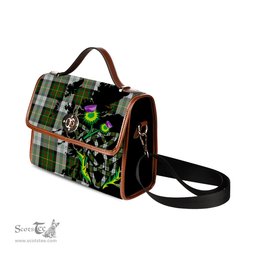 ScotsTee Shop Scottish Gillies Dress Green Clan Tartan Canvas Bag Celtic Knot and Thistle with Scotland Map Bag