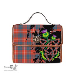 ScotsTee Shop Scottish Hamilton Ancient Clan Tartan Canvas Bag Celtic Knot and Thistle with Scotland Map Bag