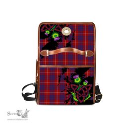ScotsTee Shop Scottish Hamilton Clan Tartan Canvas Bag Celtic Knot and Thistle with Scotland Map Bag