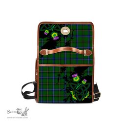 ScotsTee Shop Scottish Henderson Modern Clan Tartan Canvas Bag Celtic Knot and Thistle with Scotland Map Bag