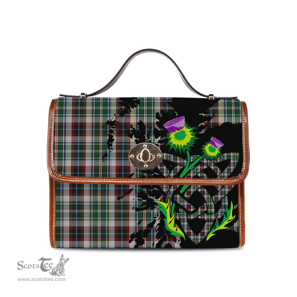 ScotsTee Shop Scottish Innes Dress Clan Tartan Canvas Bag Celtic Knot and Thistle with Scotland Map Bag