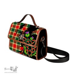 ScotsTee Shop Scottish Gibsone (Gibson - Gibbs) Clan Tartan Canvas Bag Celtic Knot and Thistle with Scotland Map Bag
