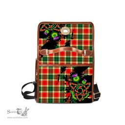 ScotsTee Shop Scottish Gibsone (Gibson - Gibbs) Clan Tartan Canvas Bag Celtic Knot and Thistle with Scotland Map Bag