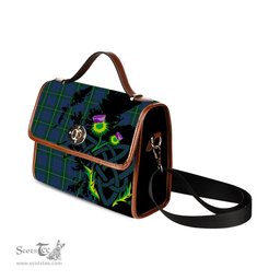 ScotsTee Shop Scottish Hamilton Hunting Clan Tartan Canvas Bag Celtic Knot and Thistle with Scotland Map Bag