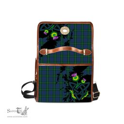 ScotsTee Shop Scottish Hamilton Hunting Clan Tartan Canvas Bag Celtic Knot and Thistle with Scotland Map Bag