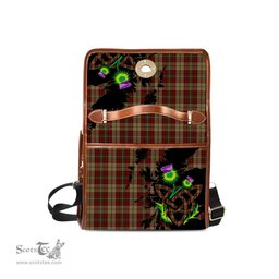 ScotsTee Shop Scottish Fitzsimmons Red Clan Tartan Canvas Bag Celtic Knot and Thistle with Scotland Map Bag