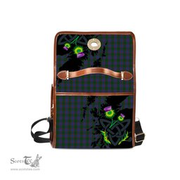 ScotsTee Shop Scottish Ferguson Old Clan Tartan Canvas Bag Celtic Knot and Thistle with Scotland Map Bag