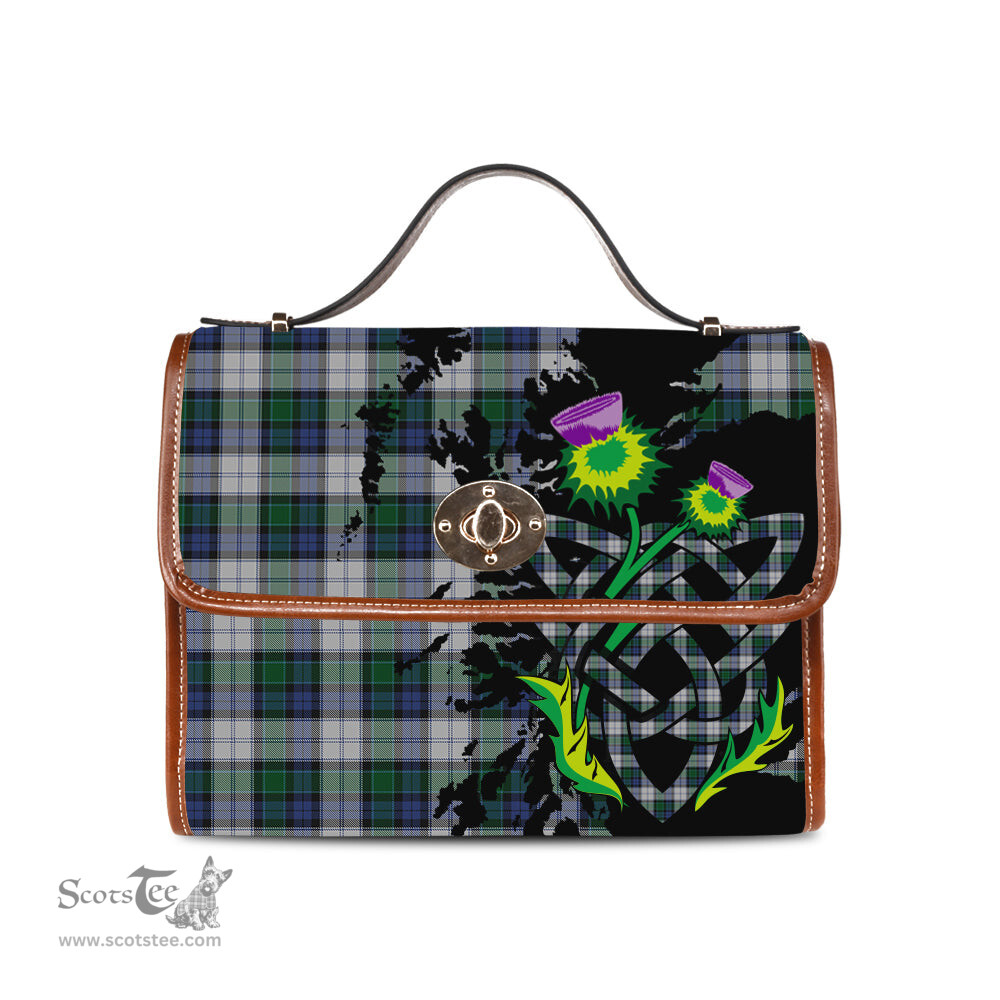 ScotsTee Shop Scottish Graham Dress Clan Tartan Canvas Bag Celtic Knot and Thistle with Scotland Map Bag