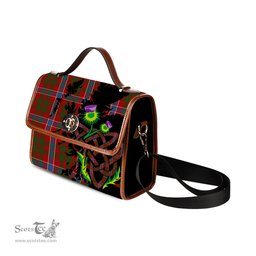 ScotsTee Shop Scottish Harkness Dress Clan Tartan Canvas Bag Celtic Knot and Thistle with Scotland Map Bag
