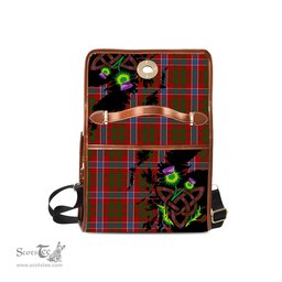 ScotsTee Shop Scottish Harkness Dress Clan Tartan Canvas Bag Celtic Knot and Thistle with Scotland Map Bag