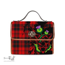 ScotsTee Shop Scottish Hogg Clan Tartan Canvas Bag Celtic Knot and Thistle with Scotland Map Bag