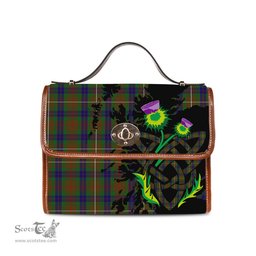 ScotsTee Shop Scottish Fraser Hunting Clan Tartan Canvas Bag Celtic Knot and Thistle with Scotland Map Bag