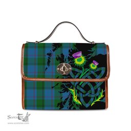 ScotsTee Shop Scottish Greenlaw American Clan Tartan Canvas Bag Celtic Knot and Thistle with Scotland Map Bag