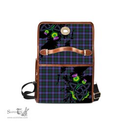 ScotsTee Shop Scottish Hunter Modern Clan Tartan Canvas Bag Celtic Knot and Thistle with Scotland Map Bag