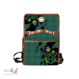 ScotsTee Shop Scottish Fox Ancient Clan Tartan Canvas Bag Celtic Knot and Thistle with Scotland Map Bag