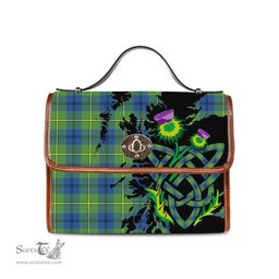 ScotsTee Shop Scottish Johnstone Ancient Clan Tartan Canvas Bag Celtic Knot and Thistle with Scotland Map Bag