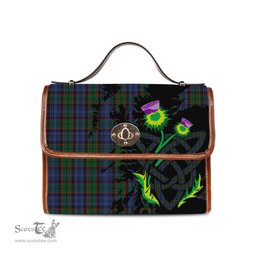 ScotsTee Shop Scottish Fletcher Clan Tartan Canvas Bag Celtic Knot and Thistle with Scotland Map Bag
