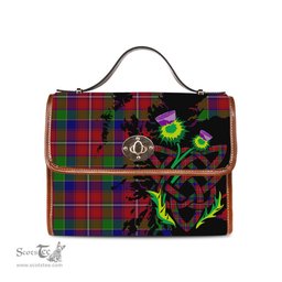 ScotsTee Shop Scottish Fitzgerald Dress Clan Tartan Canvas Bag Celtic Knot and Thistle with Scotland Map Bag