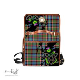 ScotsTee Shop Scottish Glass Clan Tartan Canvas Bag Celtic Knot and Thistle with Scotland Map Bag