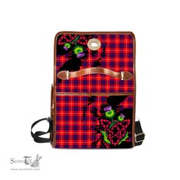 ScotsTee Shop Scottish Hamilton Modern Clan Tartan Canvas Bag Celtic Knot and Thistle with Scotland Map Bag