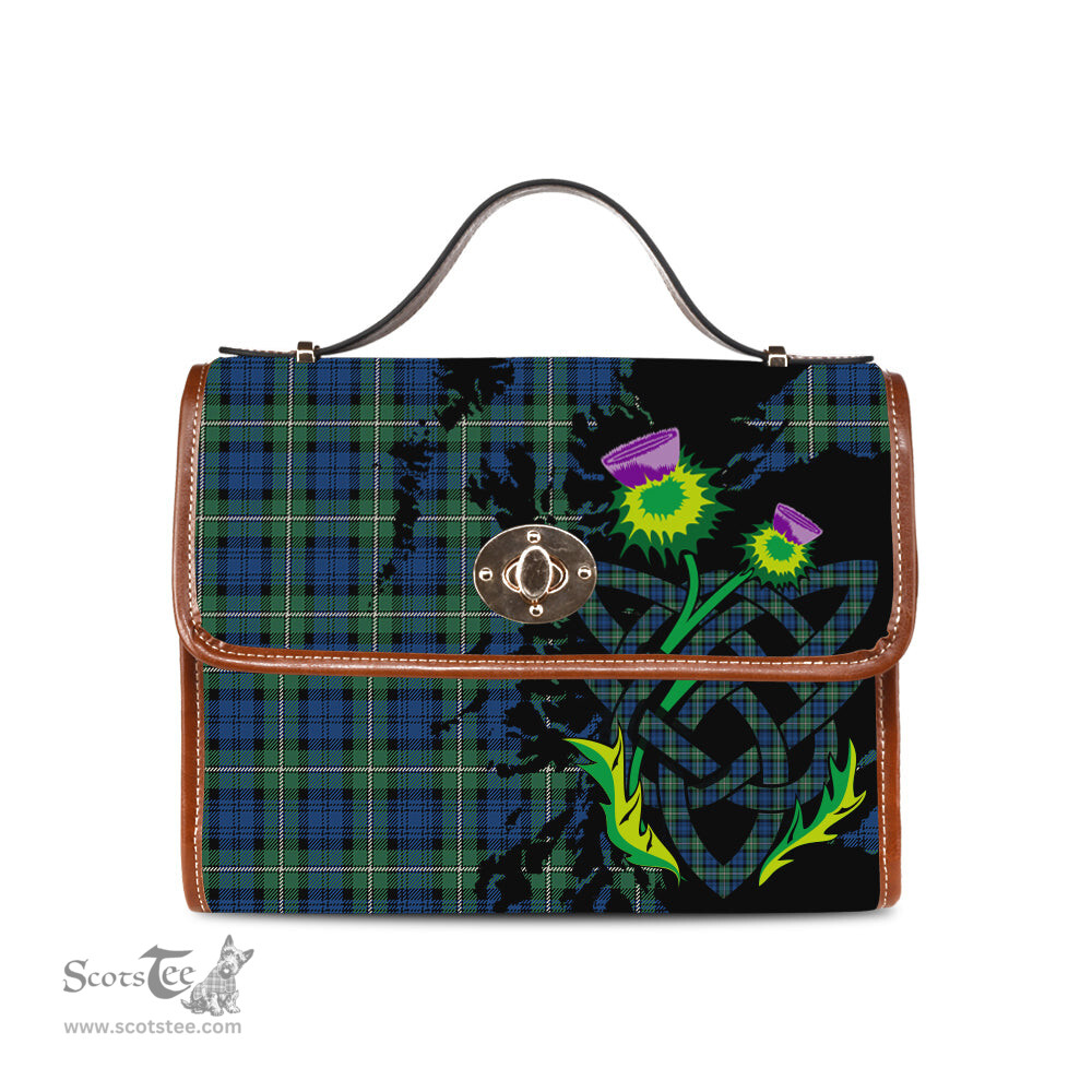 ScotsTee Shop Scottish Forbes Ancient Clan Tartan Canvas Bag Celtic Knot and Thistle with Scotland Map Bag
