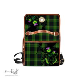 ScotsTee Shop Scottish Fitzpatrick Hunting Clan Tartan Canvas Bag Celtic Knot and Thistle with Scotland Map Bag
