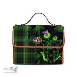 ScotsTee Shop Scottish Fitzpatrick Hunting Clan Tartan Canvas Bag Celtic Knot and Thistle with Scotland Map Bag
