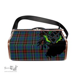 ScotsTee Shop Scottish Fraser Hunting Ancient Clan Tartan Canvas Bag Celtic Knot and Thistle with Scotland Map Bag