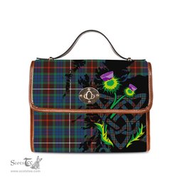 ScotsTee Shop Scottish Fraser Hunting Ancient Clan Tartan Canvas Bag Celtic Knot and Thistle with Scotland Map Bag