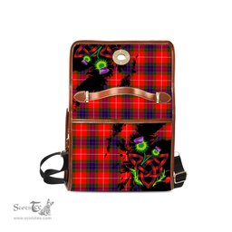 ScotsTee Shop Scottish Fraser Modern Clan Tartan Canvas Bag Celtic Knot and Thistle with Scotland Map Bag