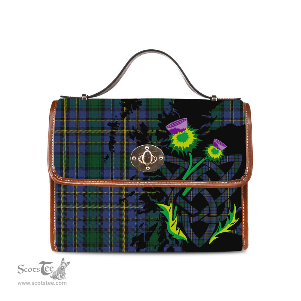 ScotsTee Shop Scottish Hope Clan Originaux Clan Tartan Canvas Bag Celtic Knot and Thistle with Scotland Map Bag