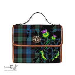 ScotsTee Shop Scottish Guthrie Clan Tartan Canvas Bag Celtic Knot and Thistle with Scotland Map Bag
