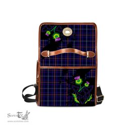 ScotsTee Shop Scottish Fitzgerald Hunting Clan Tartan Canvas Bag Celtic Knot and Thistle with Scotland Map Bag