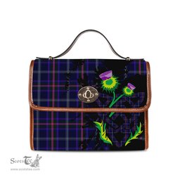 ScotsTee Shop Scottish Fitzgerald Hunting Clan Tartan Canvas Bag Celtic Knot and Thistle with Scotland Map Bag